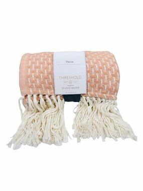 Threshold x Studio McGee Woven Throw - Orange & Cream - 50” x 60”